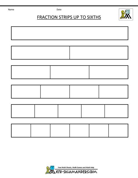 Fractions Chart Printable