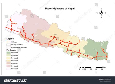 Highway Map Nepal 스톡 일러스트 1268349634 Shutterstock