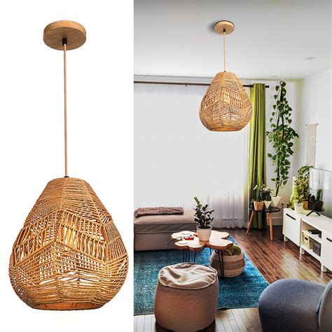 Woven Rattan Pendant Light Rattan Furniture Boho Decor Bamboo Boho