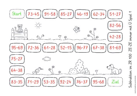 W Rfelspiel Zur Subtraktion Mit Bergang Zr Pdf Lernst Bchen