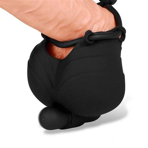 MALE ENHANCER PENIS COCK SEX RING VIBRATING BALL TESTICLE SCROTUM POUCH CINCH EUR 22 79