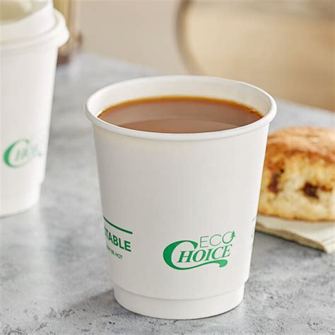 EcoChoice Oz Smooth Double Wall White Compostable Paper Hot Cup Case