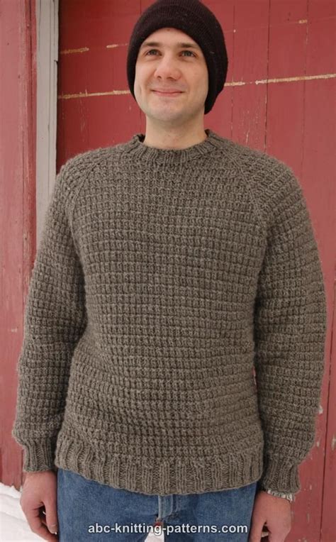 ABC Knitting Patterns - Men’s Raglan Woodsman Sweater