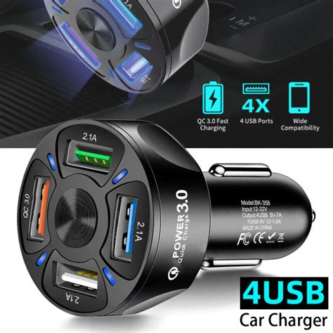 Fast Car Charger 4 Port Usb 7a For Iphone Ipad Samsung Universal Socket Adapter Ebay