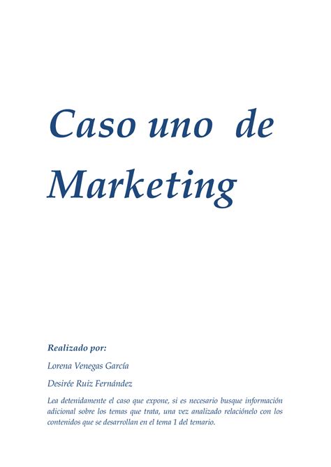 Caso 1 Marketing Para El Turismo Universidad De Huelva Grado En