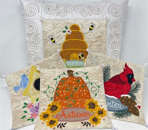 ITH Interchangeable Seasonal Pillow Machine Embroidery Designs By JuJu