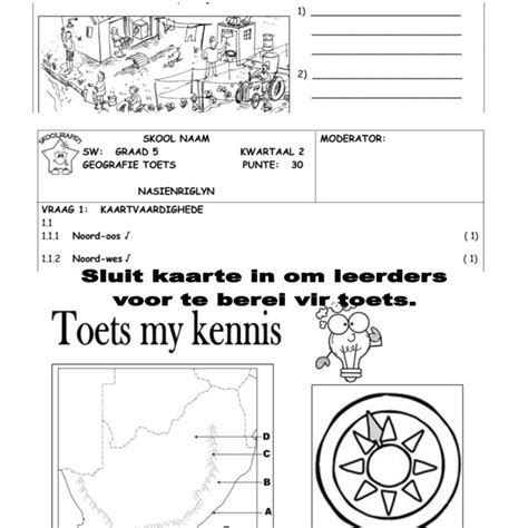 Sosiale Wetenskappe Graad 5 Geografie Toets Kwartaal 2 2021 • Teacha