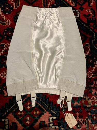 Vintage 1950s White Satin Panel Girdle Open Bottom Garter Clips New Old Stock M Ebay