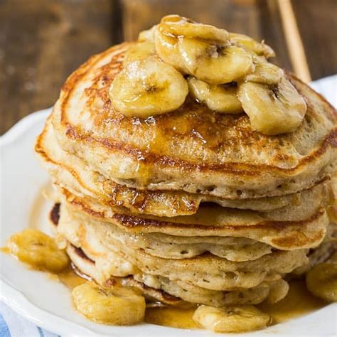 Banana Pancakes With Caramel Syrup Spicy Southern Kitchen