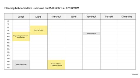 Comment D Finir Son Planning Hebdomadaire Et Mensuel Mod Les Inclus