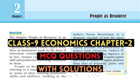 Class 9 Economic Chapter 2 Mcq Questions With Solutions Youtube