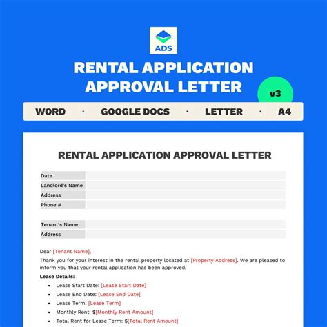 Rental Application Approval Letter Tenant Approval Letter Landlord