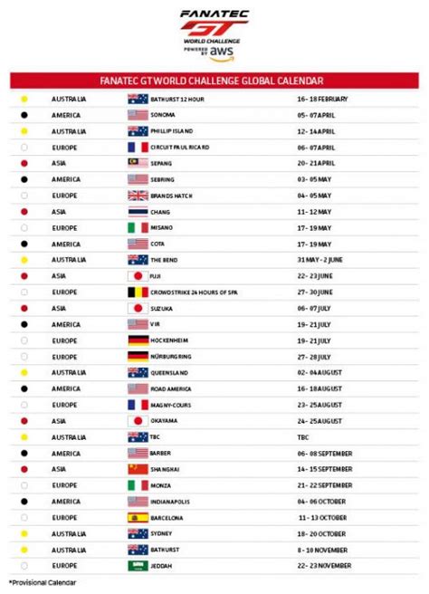 Gt World Challenge Powered By Aws Calendar Now Complete
