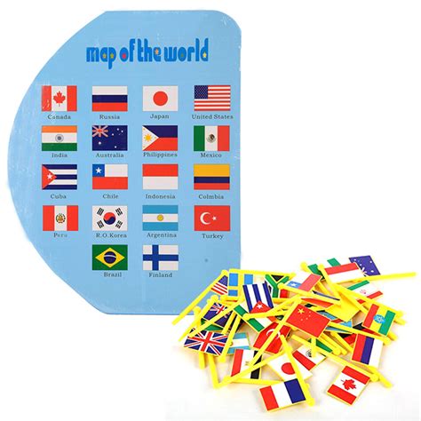 Harta Mondiala Lemn Cu 36 Steaguri Nationale Joc Montessori Ray Toys