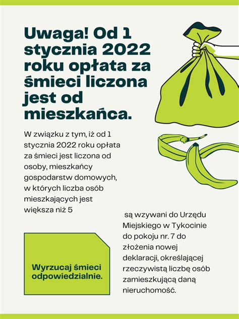 Uwaga Od 1 stycznia 2022r opłata za śmieci liczona jest od mieszkańca