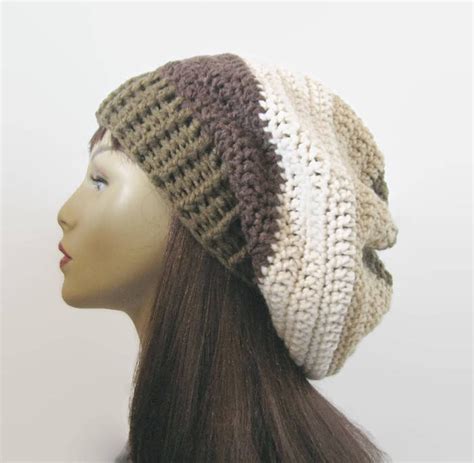 Crochet Slouchy Hat Brown Slouch Hat Dark Brown Beanie Brown Etsy