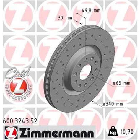 2x ZIMMERMANN SPORT BREMSSCHEIBEN 340mm GELOCHT VORNE passend für AUDI