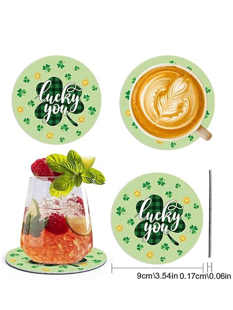 Pe As Conjunto Lucky Clover Tema Do Dia De S O Patr Cio Coasters