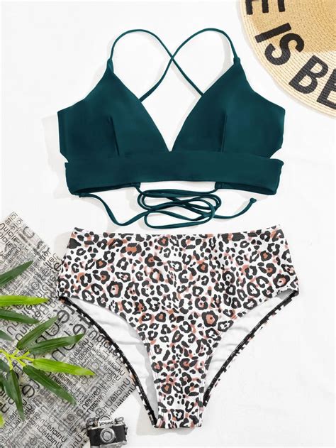 Ba Ador Bikini De Cintura Alta De Leopardo Yaxa Store