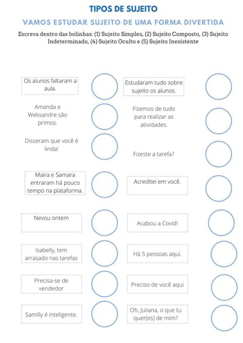 Atividades Sobre Sujeito E Predicado Ideias E Modelos Em Pdf Hot Sex