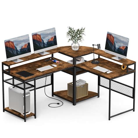 Buy Computer Desk L Shaped Desk With Storage Reversible Corner