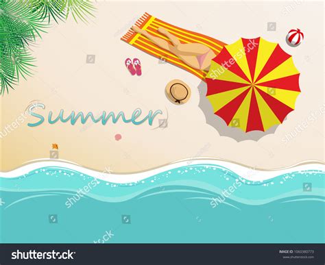 Vector Illustration Sexy Girl Bikini Sunbathing Stock Vector Royalty Free