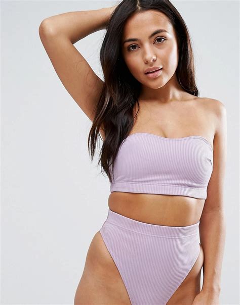 Lyst Asos Fuller Bust Mix And Match Clean Longline Bandeau Bikini Top