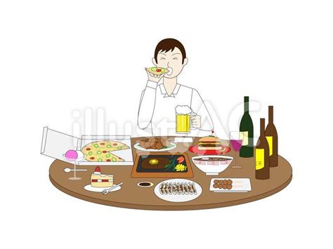 暴飲暴食（男性）イラスト No 1161496／無料イラストフリー素材なら「イラストac」