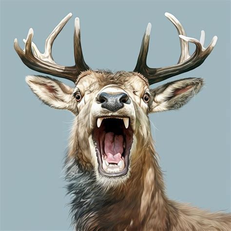 Premium Ai Image Reindeer Head Portrait With Tongue