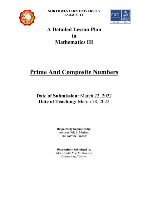 Solution Mathematics 3 Detailed Lesson Plan Studypool