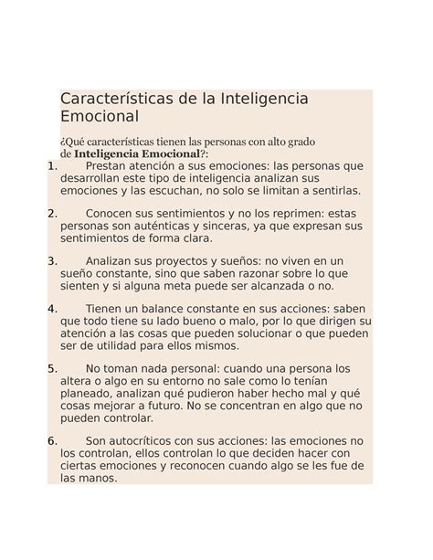 Características De La Inteligencia Emocional Características De La Inteligencia Emocional ¿qué