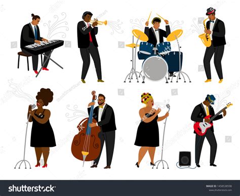 Cartoon Jazz Band Musicians On White Stock Vector (Royalty Free ...