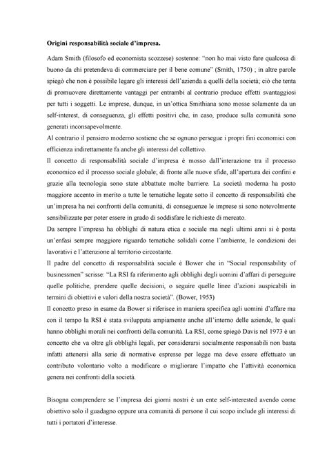 Primo Capitolo Tesi Di Laurea Origini Responsabilit Sociale D