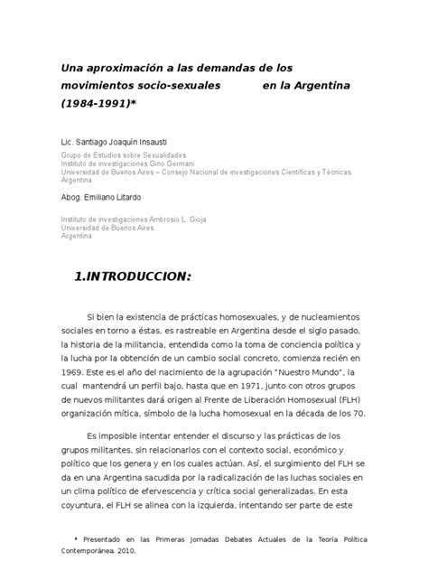 Pdf Una Aproximación A Las Demandas De Los Movimientos Socio Sexuales