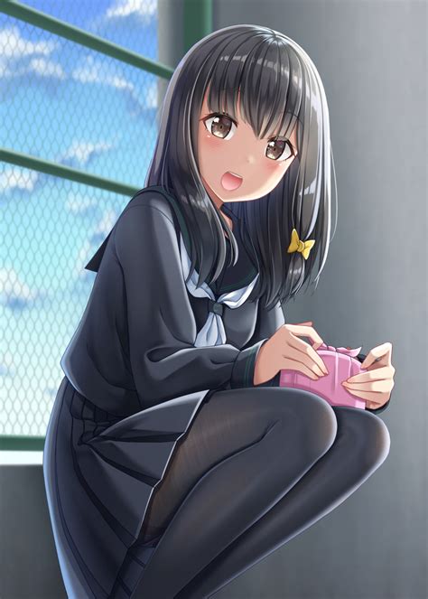 Safebooru 1girl D Bangs Black Hair Black Panties Black Serafuku