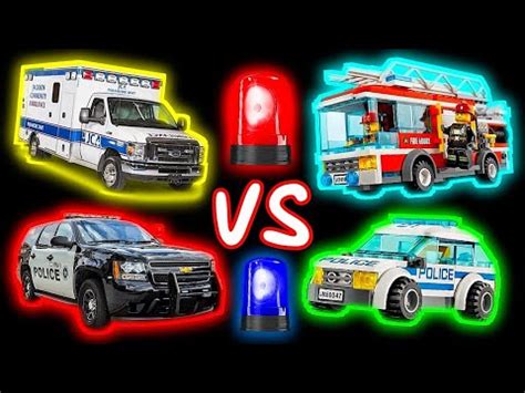 USA Vs LEGO City Police Fire Truck Ambulance Siren Horn Sound