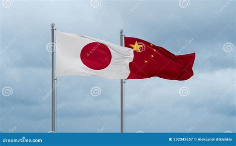 China and Japan flag stock video. Video of spirit, waving - 292342857