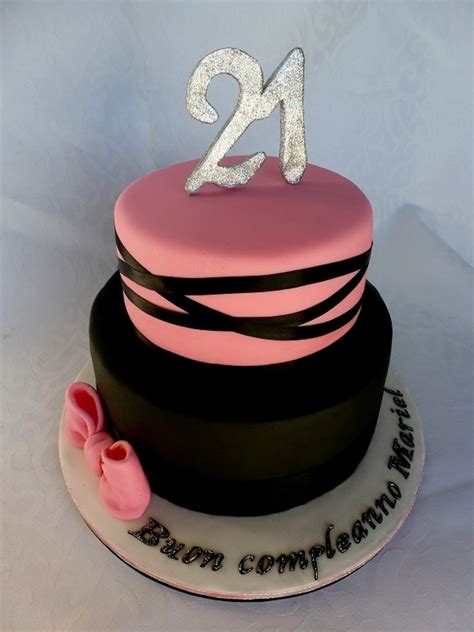 Pink And Black 21st Birthday Cake