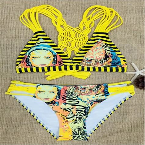 Sexy Halter Yellow Biquini Feminino 2017 Brasileiro Bathing Suit Bikini