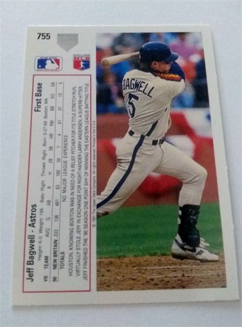 1991 Upper Deck Baseball Jeff Bagwell Rookie Card 755 HOF Set Break EBay