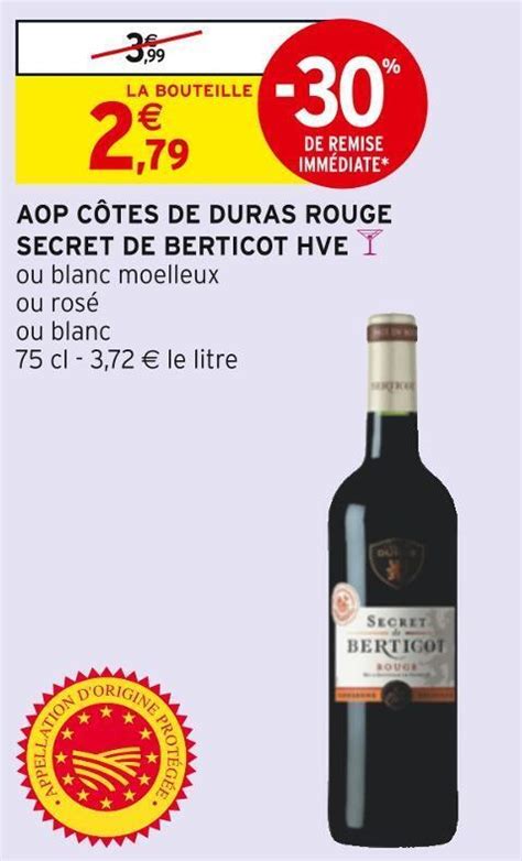 Promo Aop côtes de duras rouge secret de berticot hve chez Intermarché