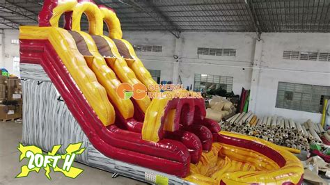 20fth Dual Lane Water Slidesinflatable Marble Water Slide Youtube