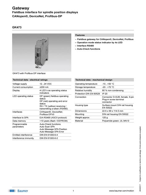 Fillable Online Fieldbus Interface For Spindle Position Displays Fax