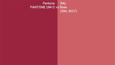 Pantone C Vs Ral Rose Ral Side By Side Comparison