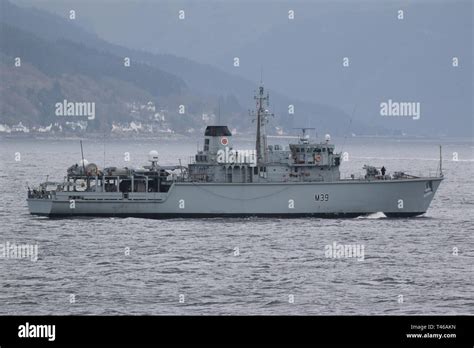 Hms Hurworth M39 A Hunt Class Minehunter Operated By The Royal Navy Passing Gourock On Her