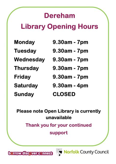 Dereham Library Opening Hours May21 | About Dereham