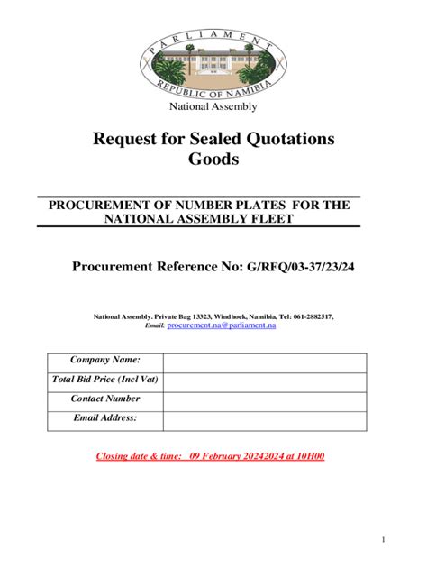 Fillable Online Request For Sealed Quotations Goods Fax Email Print