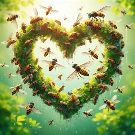 Una imagen hiperrealista de insectos formando un corazón para el día de