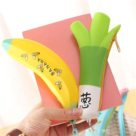 Kawaii Silicone Banana Pencil Case With Shallot Pattern Perfect For