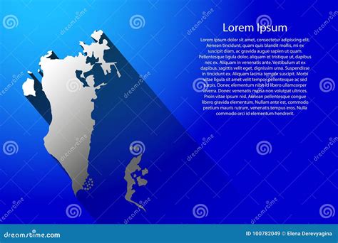 Mapa Abstracto De Bahrein Con La Sombra Larga En El Ejemplo Azul Del